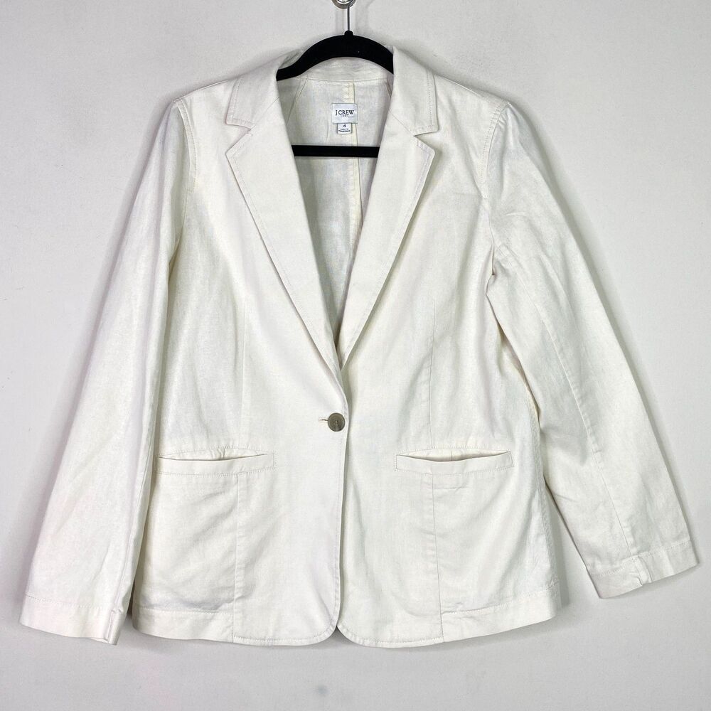 J. Crew 2022 Linen Cotton Deconstructed Blazer Jacket Women's Size 4